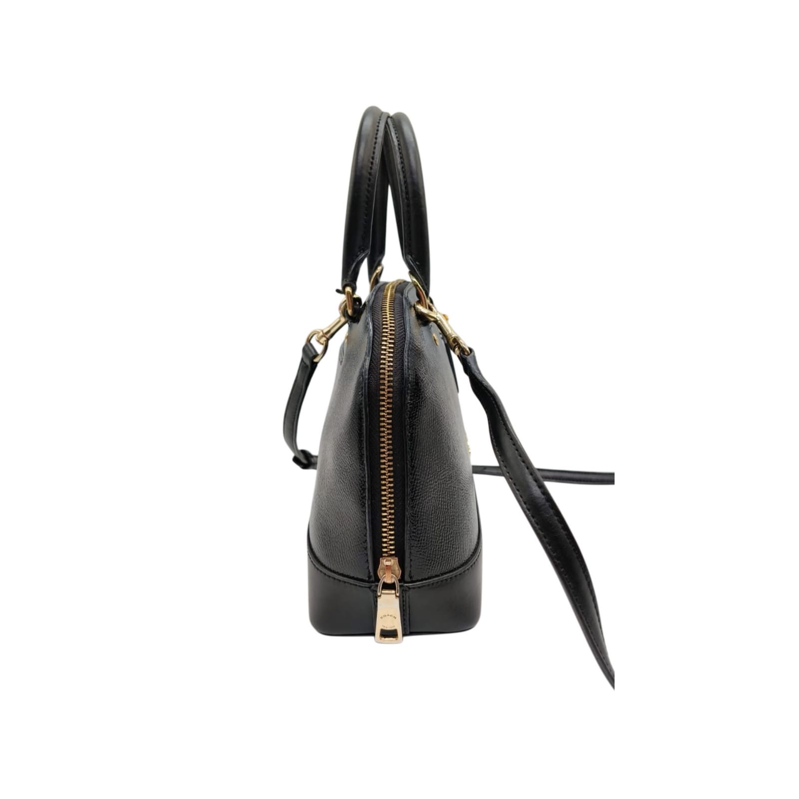 Coach Mini Sierra Satchel Black Leather Dome-Style Handbag/Crossbody Bag - Image 4