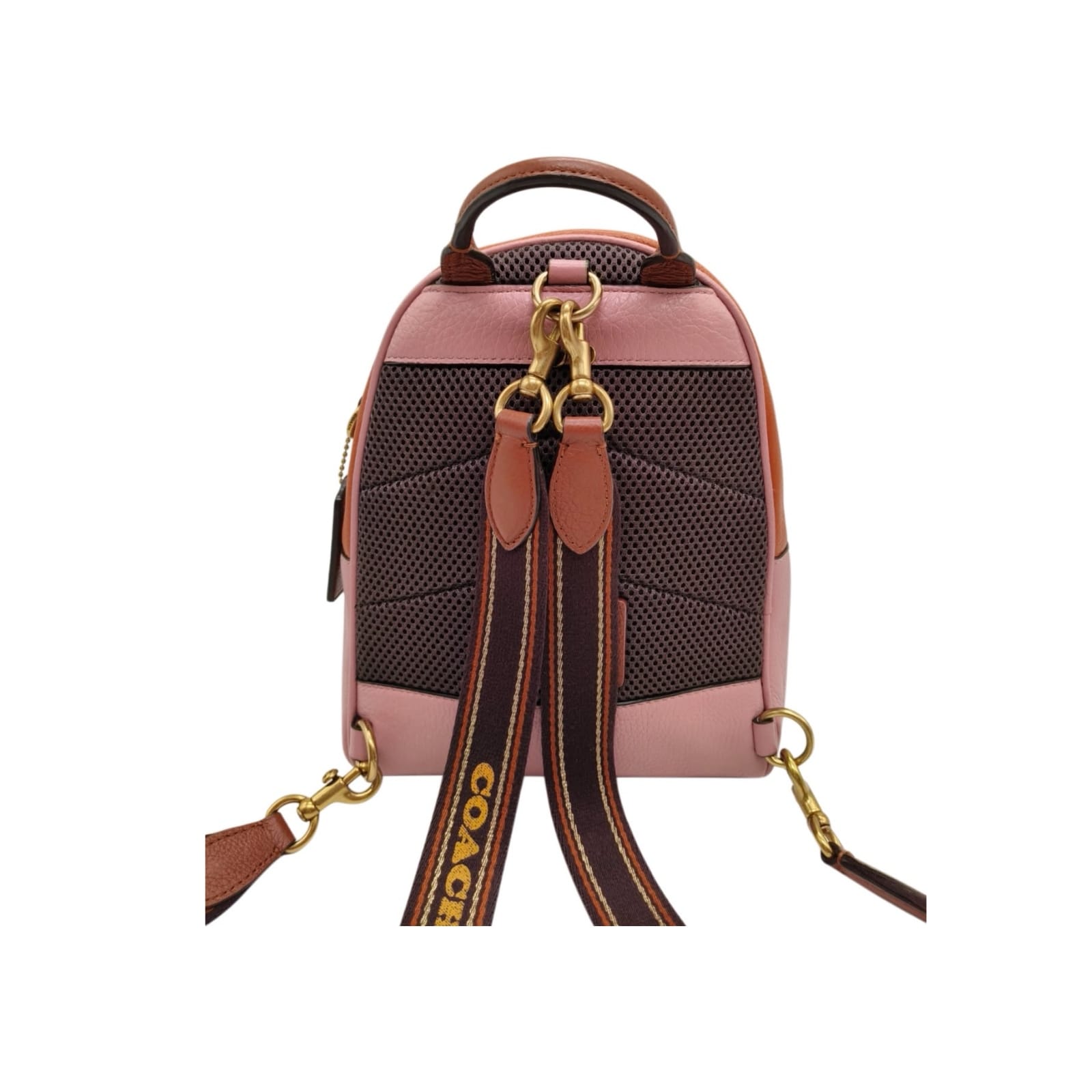 Coach Charter Backpack 18 In Pink & Orange Colorblock Pebbled Leather - Image 3