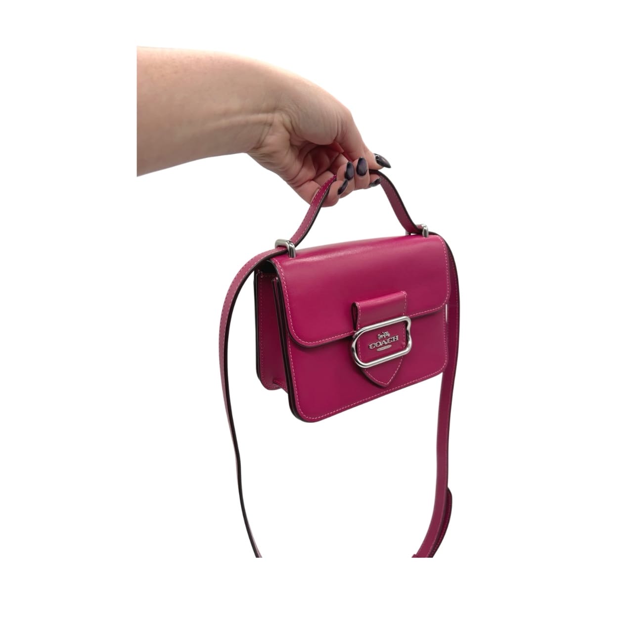 Coach Morgan Square Vibrant Pink Leather Crossbody Bag - Image 11