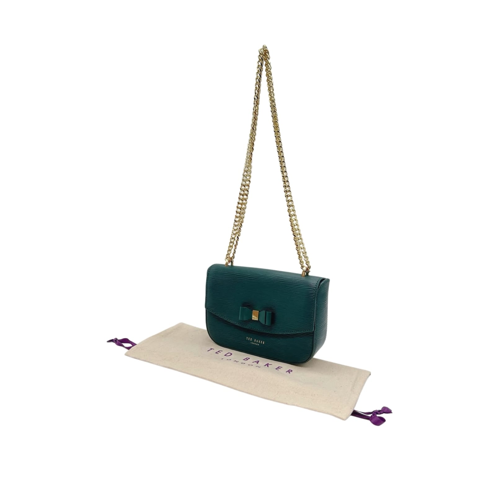 Ted Baker Danieel Bow Tie Dark Green Leather Shoulder Bag - Image 11