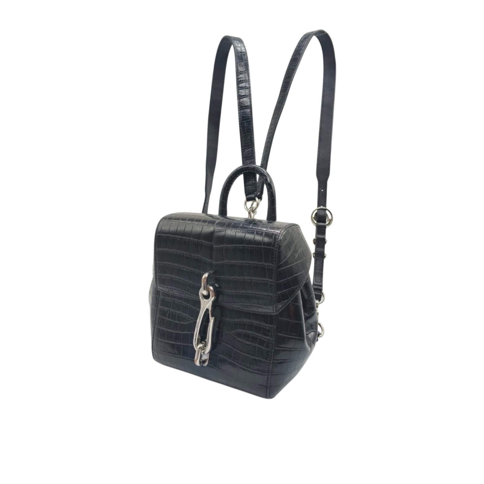 Alexander Wang Hook Mini Croc-Embossed Leather Backpack - Image 8