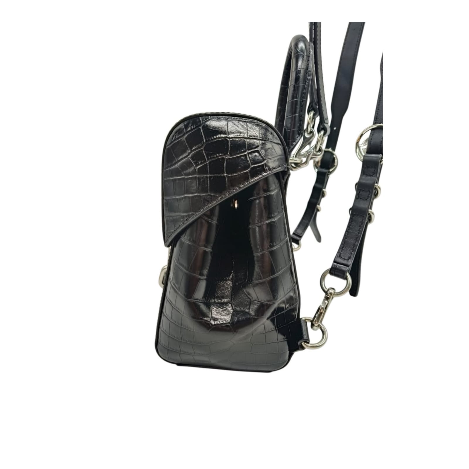 Alexander Wang Hook Mini Croc-Embossed Leather Backpack - Image 3