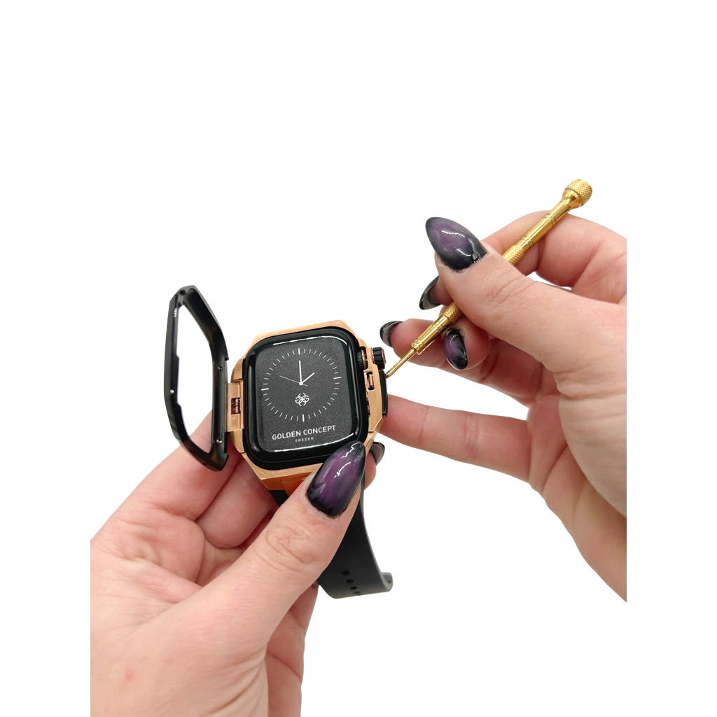 Golden Concept Apple Watch Accessories Case in Rose Gold with Black strap - Image 4