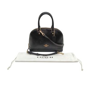 Coach Mini Sierra Satchel Black Leather Dome-Style Handbag/Crossbody Bag