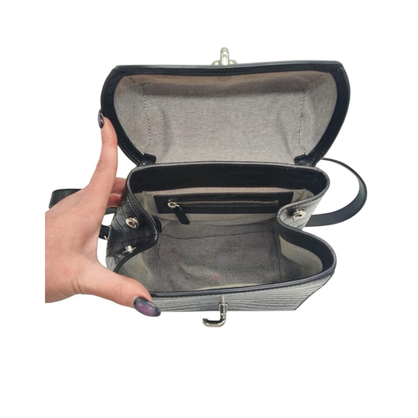 Alexander Wang Hook Mini Croc-Embossed Leather Backpack - Image 7