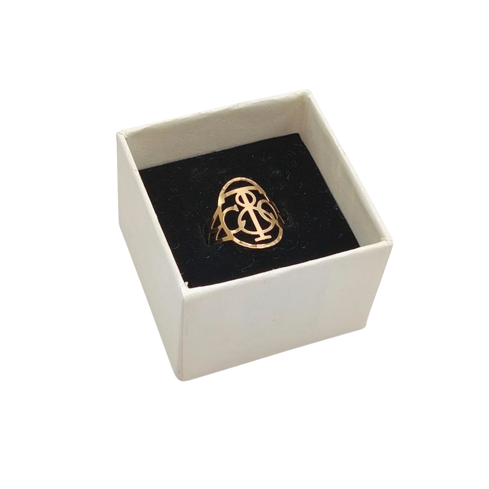 18ct Yellow Gold Monogram Statement Ring Size O - Image 8