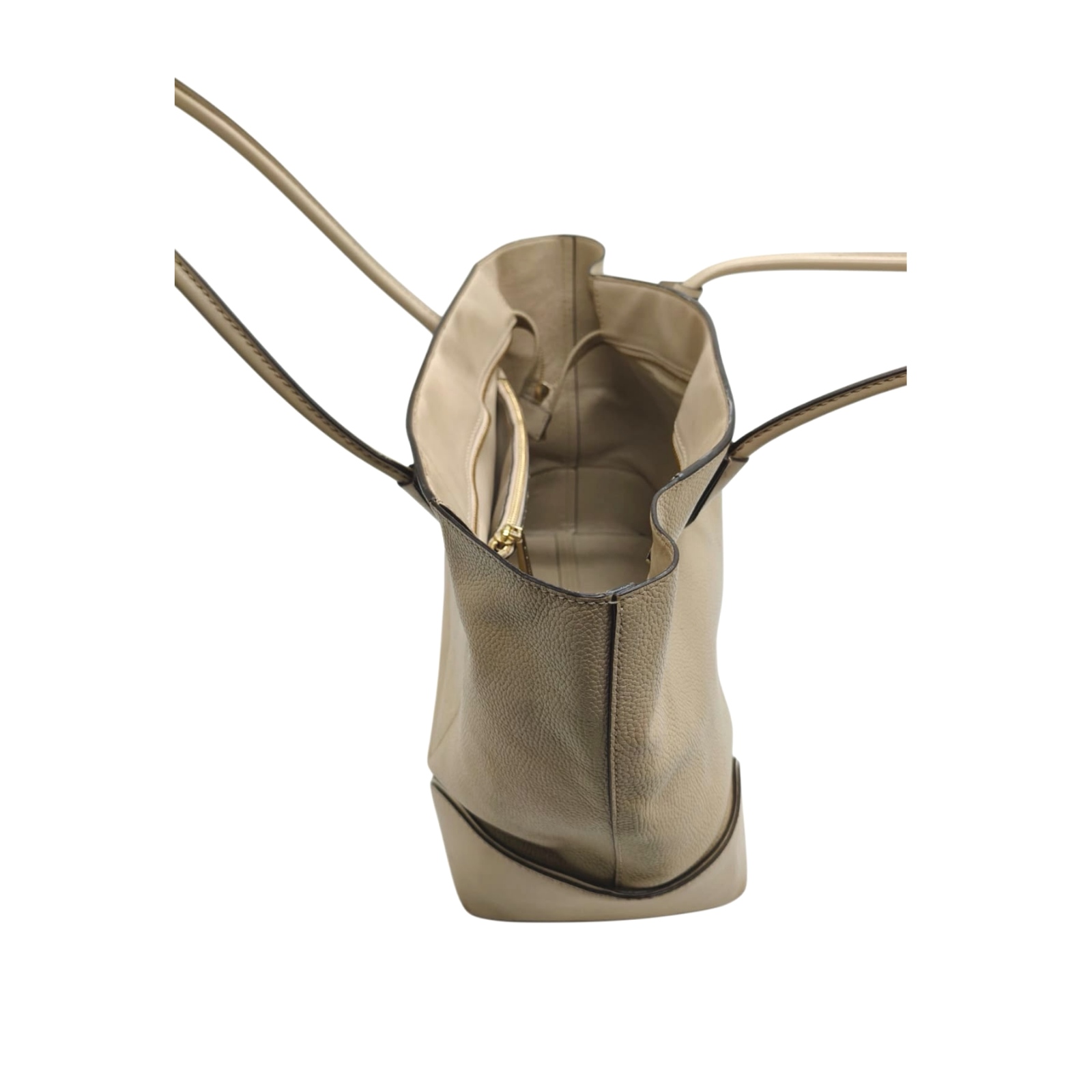 Michael Kors Mercer Gallery Pebbled Leather Beige Tote - Image 4