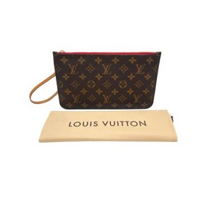 Louis Vuitton Monogram Wristlet With Red Interior