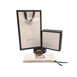 Gucci GG Marmont Buckle Black 30mm Leather Belt Size 75/30
