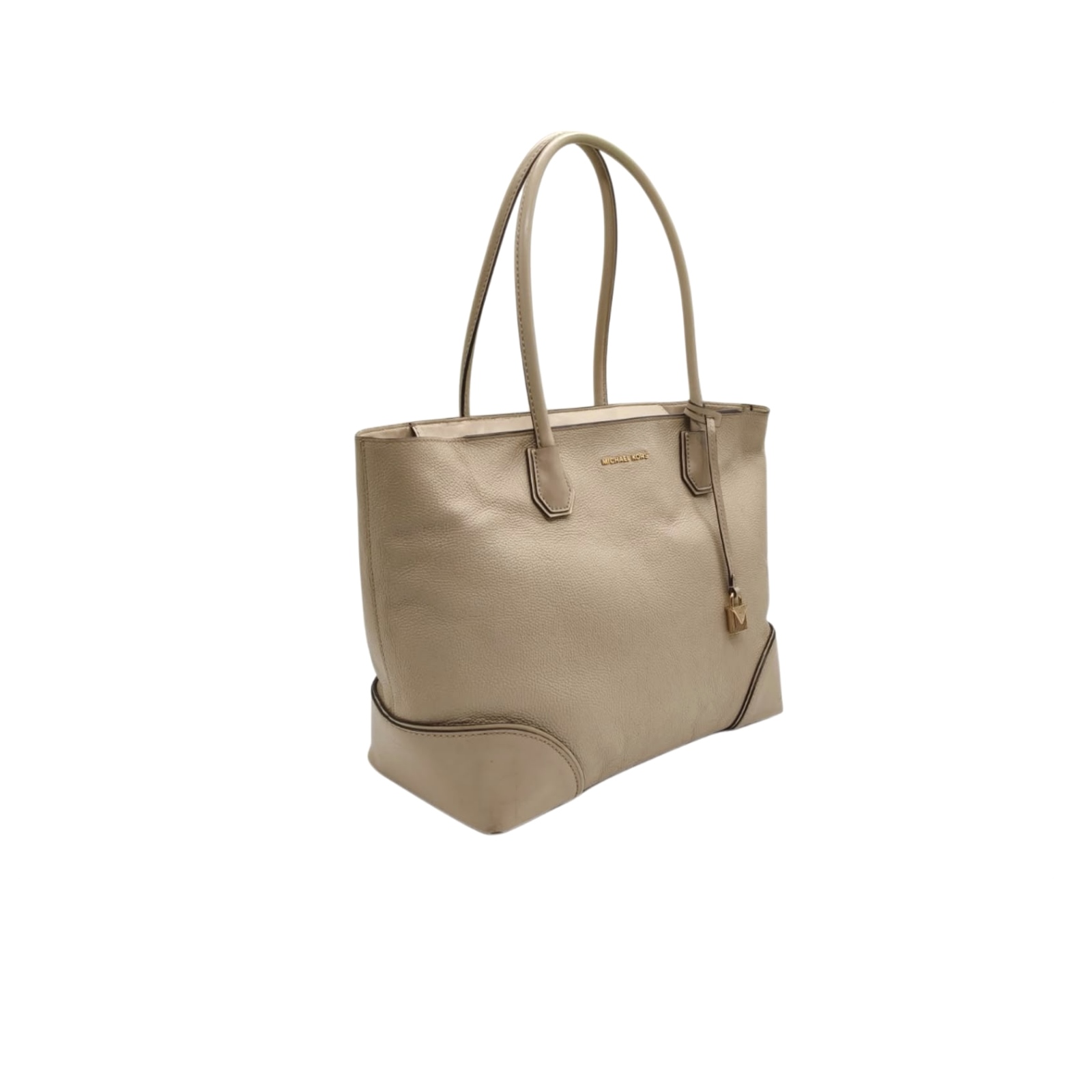 Michael Kors Mercer Gallery Pebbled Leather Beige Tote - Image 3