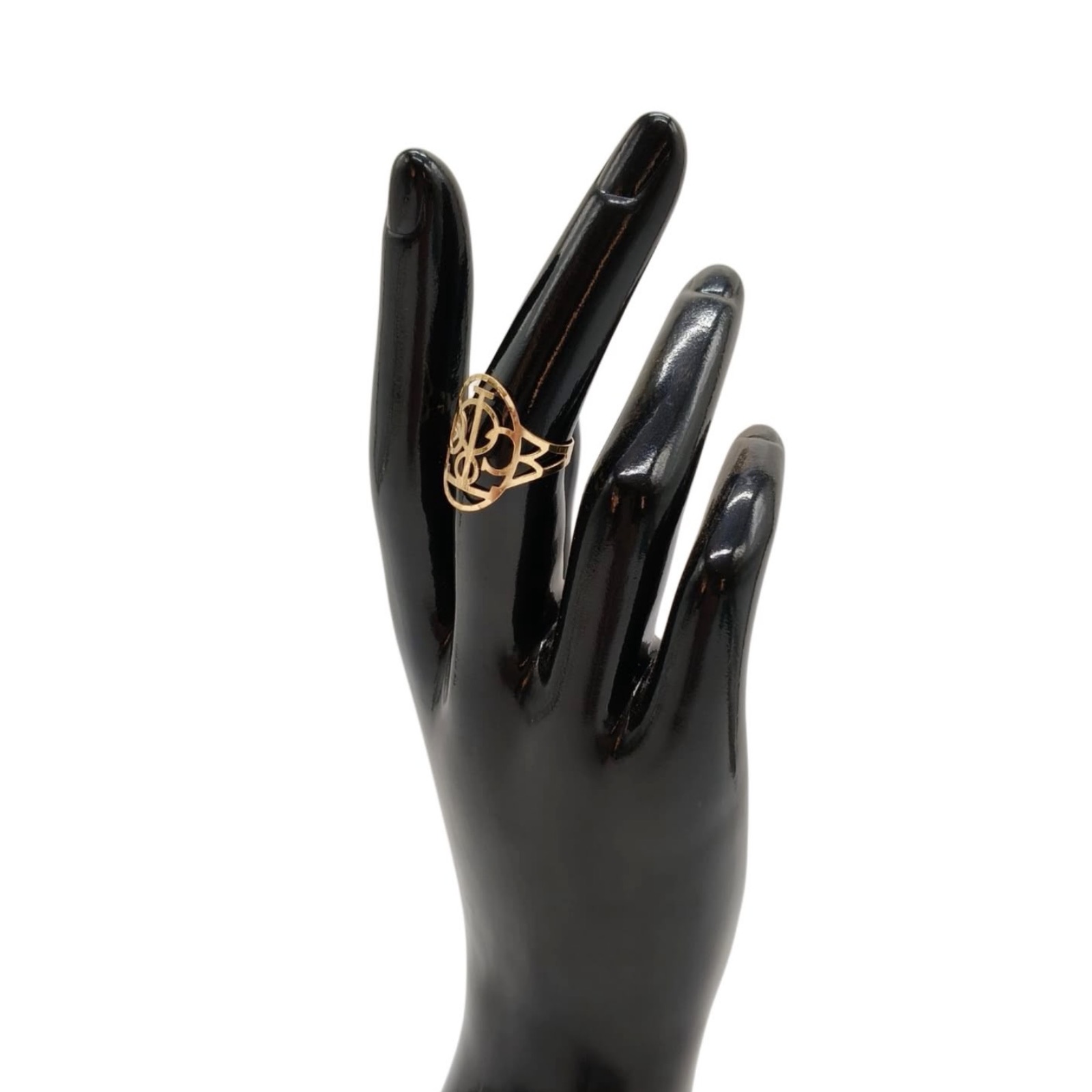 18ct Yellow Gold Monogram Statement Ring Size O - Image 7