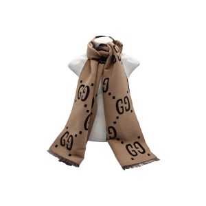 Gucci GG Jacquard Wool Silk Scarf
