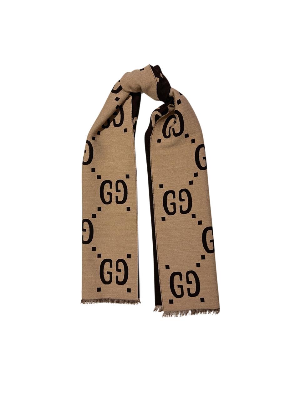 Gucci GG Jacquard Wool Silk Scarf - Image 8