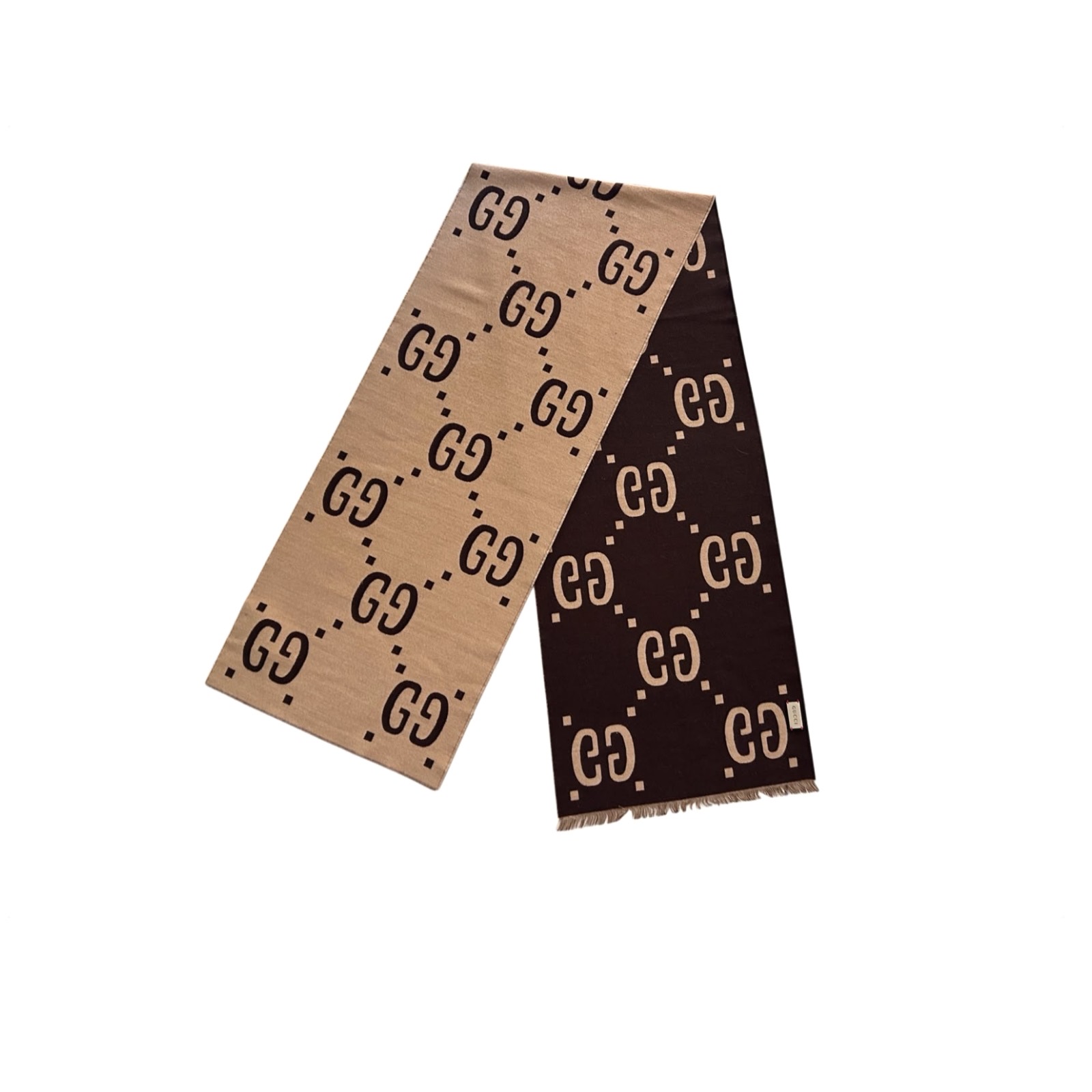 Gucci GG Jacquard Wool Silk Scarf - Image 7