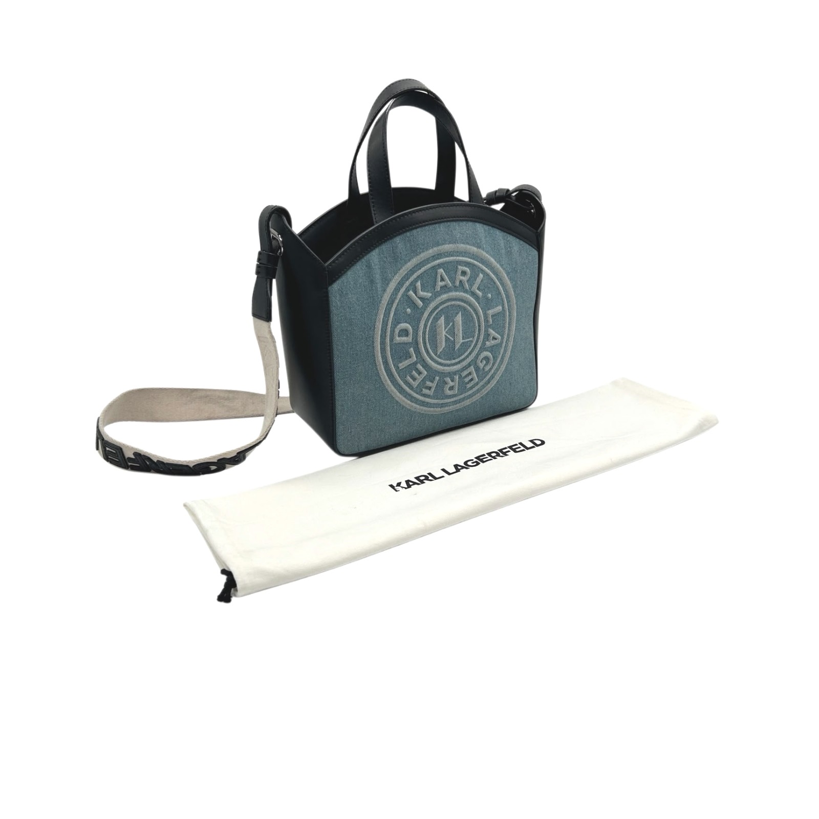 Karl Lagerfeld K/Circle Small Denim & Leather Crossbody/Handbag Tote - Image 5
