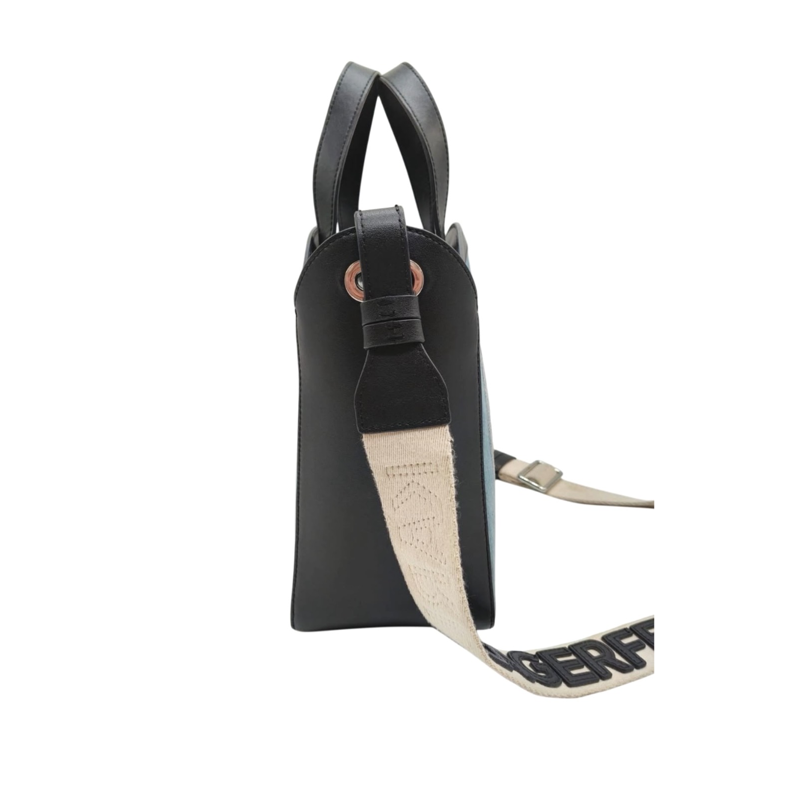 Karl Lagerfeld K/Circle Small Denim & Leather Crossbody/Handbag Tote - Image 6