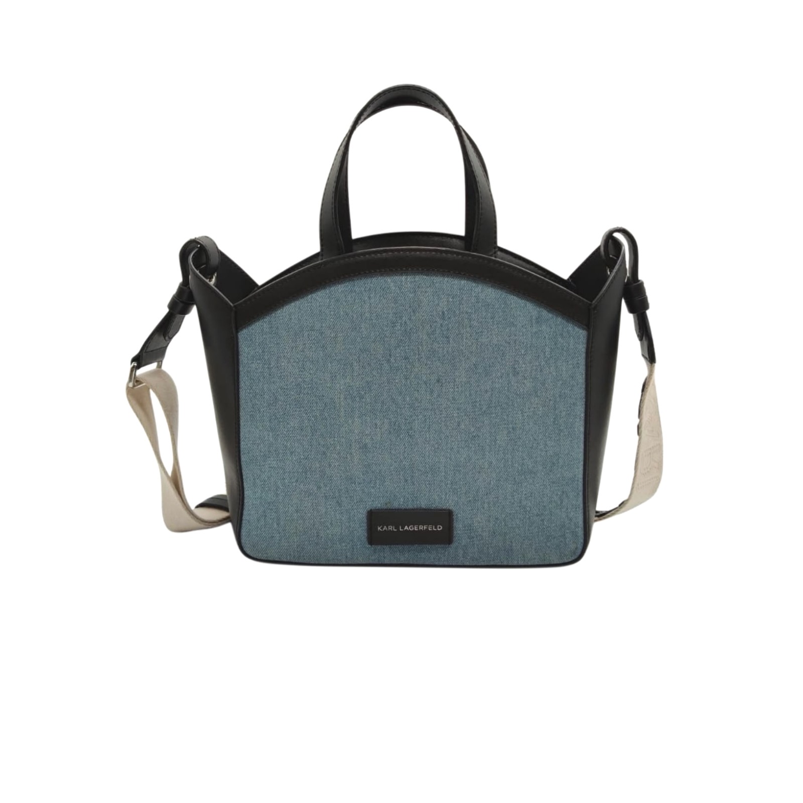 Karl Lagerfeld K/Circle Small Denim & Leather Crossbody/Handbag Tote - Image 8