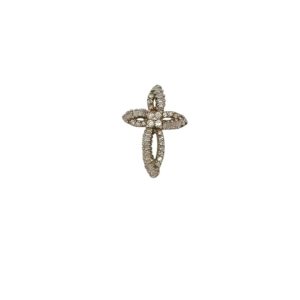 Baguette Ribbon Cross Pendant Sterling Silver