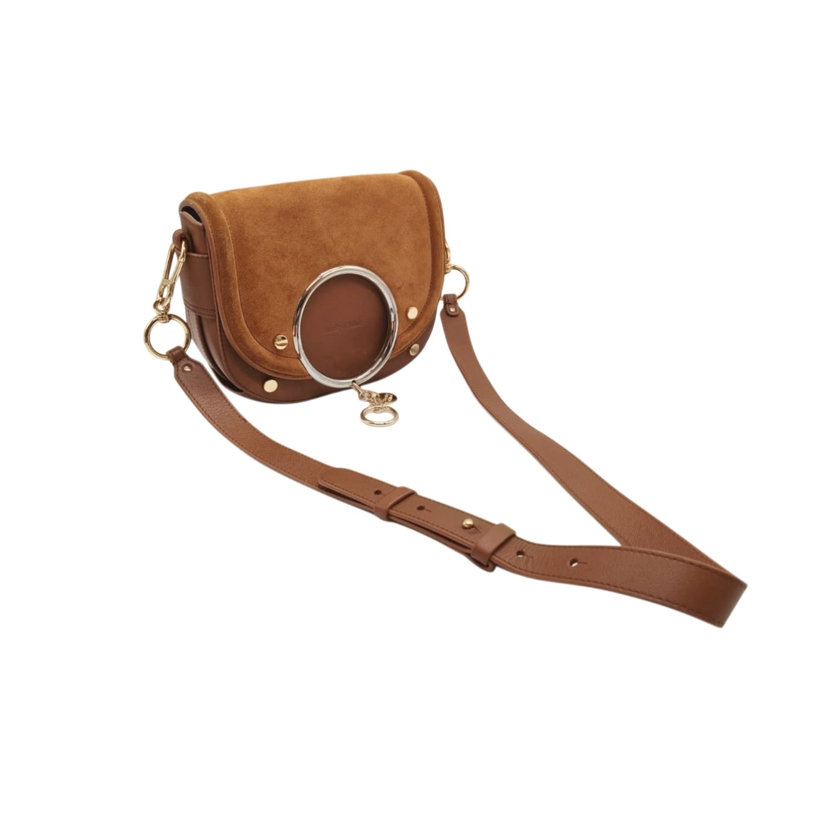 See By Chloé Mara Tan Brown Suede & Leather Crossbody Bag - Image 3